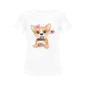 Corgi, Coffee, and Donut Love Women's Cotton T-Shirts-Apparel-Apparel, Corgi, Shirt, T Shirt-9