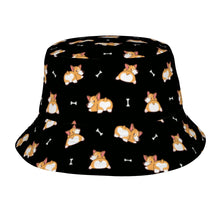 Load image into Gallery viewer, Corgi Cozy Curves Bucket Hat-Hats &amp; Caps-Accessories,Corgi,Dog Dad Gifts,Dog Mom Gifts,Hats-Midnight Black-One Size-17