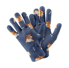 Load image into Gallery viewer, Corgi Cozy Curves Touch Screen Gloves-Accessories-Accessories,Dog Dad Gifts,Dog Mom Gifts,Gloves-Navy-1