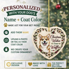 Load image into Gallery viewer, Corgi Dog Ornament - Christmas Wishes Design - Personalized with Name-Christmas Ornament-Christmas,Corgi,Personalize Artwork-2