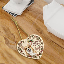Load image into Gallery viewer, Corgi Dog Ornament - Christmas Wishes Design - Personalized with Name-Christmas Ornament-Christmas,Corgi,Personalize Artwork-7