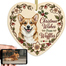 Load image into Gallery viewer, Corgi Dog Ornament - Christmas Wishes Design - Personalized with Name-Christmas Ornament-Christmas,Corgi,Personalize Artwork-1
