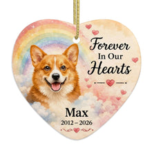 Load image into Gallery viewer, Corgi Dog Ornament - Forever In Our Hearts Design - Personalized with Name-Christmas Ornament-Christmas,Corgi,Personalize Artwork-4
