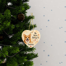 Load image into Gallery viewer, Corgi Dog Ornament - My Heart Belongs To Design - Personalized with Name-Christmas Ornament-Christmas,Corgi,Personalize Artwork-3
