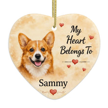 Load image into Gallery viewer, Corgi Dog Ornament - My Heart Belongs To Design - Personalized with Name-Christmas Ornament-Christmas,Corgi,Personalize Artwork-4