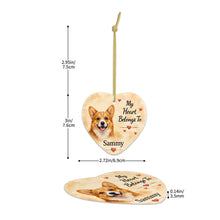 Load image into Gallery viewer, Corgi Dog Ornament - My Heart Belongs To Design - Personalized with Name-Christmas Ornament-Christmas,Corgi,Personalize Artwork-5