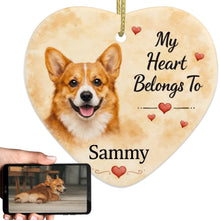 Load image into Gallery viewer, Corgi Dog Ornament - My Heart Belongs To Design - Personalized with Name-Christmas Ornament-Christmas,Corgi,Personalize Artwork-1