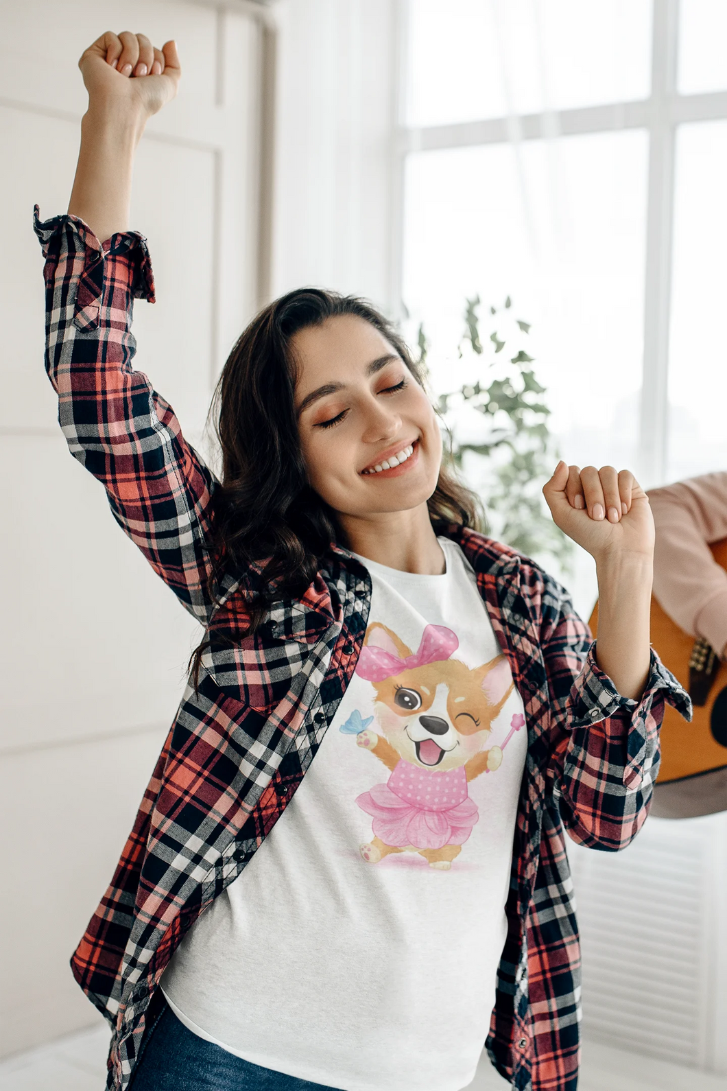 Corgi Girl Love Women's T-Shirt - 5 Designs-Apparel-Apparel, Corgi, Shirt, T Shirt-Dancing Fairy with Magic Wand-Small-1