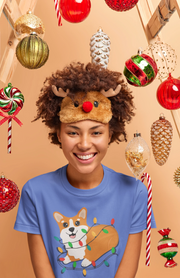 Corgi in Christmas Lights Women's Cotton T-Shirt-Apparel-Apparel, Corgi, Shirt, T Shirt-4