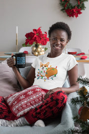 Corgi in Christmas Lights Women's Cotton T-Shirt-Apparel-Apparel, Corgi, Shirt, T Shirt-6