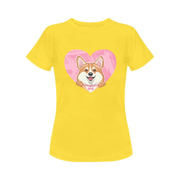 Corgi in My Heart Women's Cotton T-Shirts-Apparel-Apparel, Corgi, Shirt, T Shirt-5