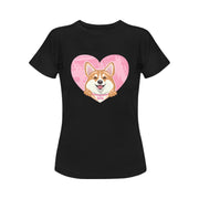 Corgi in My Heart Women's Cotton T-Shirts-Apparel-Apparel, Corgi, Shirt, T Shirt-8