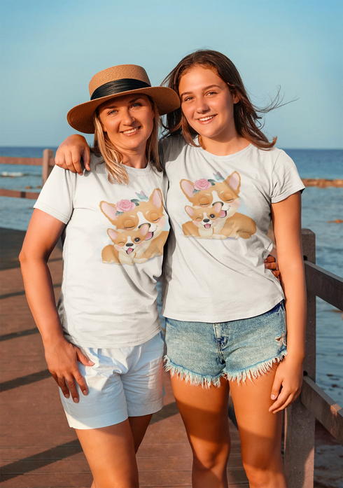 Corgi Mom and Baby Love Women's T-Shirt-Apparel-Apparel, Corgi, Shirt, T Shirt-7