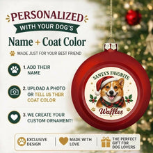 Load image into Gallery viewer, Corgi Ornament - Classic Red Round Shape - Santa's Favourite Design - Personalized with Name-Christmas Ornament-Christmas,Corgi,Personalize Artwork-2