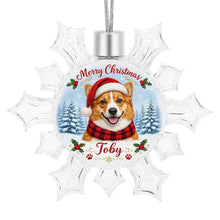 Load image into Gallery viewer, Corgi Ornament - Personalized Snowflake Shaped Christmas Snow Globe Design - with Name-Christmas Ornament-Christmas,Corgi,Personalize Artwork-4