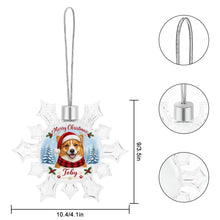 Load image into Gallery viewer, Corgi Ornament - Personalized Snowflake Shaped Christmas Snow Globe Design - with Name-Christmas Ornament-Christmas,Corgi,Personalize Artwork-5