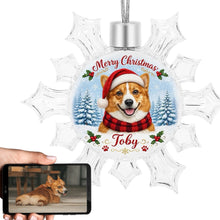 Load image into Gallery viewer, Corgi Ornament - Personalized Snowflake Shaped Christmas Snow Globe Design - with Name-Christmas Ornament-Christmas,Corgi,Personalize Artwork-1