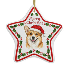 Load image into Gallery viewer, Corgi Ornament - Personalized Star Shaped Christmas Folk-Art Design-Christmas Ornament-Christmas,Corgi,Personalize Artwork-3