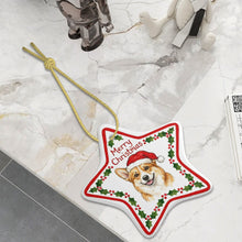 Load image into Gallery viewer, Corgi Ornament - Personalized Star Shaped Christmas Folk-Art Design-Christmas Ornament-Christmas,Corgi,Personalize Artwork-5