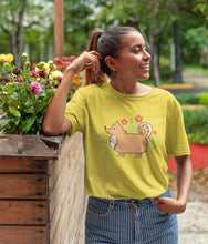 Load image into Gallery viewer, Magic Flower Garden Corgi Women&#39;s Cotton T-Shirt - 5 Colors-Apparel-Apparel, Corgi, Shirt, T Shirt-Yellow-Small-1