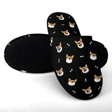 Load image into Gallery viewer, Corgi Slippers for Women - Cheerful Corgi Faces - Flannel-Accessories,Corgi,Dog Mom Gifts,Slippers-10