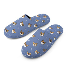 Load image into Gallery viewer, Corgi Slippers for Women - Cheerful Corgi Faces - Flannel-Accessories,Corgi,Dog Mom Gifts,Slippers-17