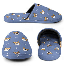 Load image into Gallery viewer, Corgi Slippers for Women - Cheerful Corgi Faces - Flannel-Accessories,Corgi,Dog Mom Gifts,Slippers-18