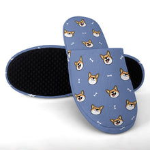 Load image into Gallery viewer, Corgi Slippers for Women - Cheerful Corgi Faces - Flannel-Accessories,Corgi,Dog Mom Gifts,Slippers-19