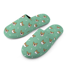 Load image into Gallery viewer, Corgi Slippers for Women - Cheerful Corgi Faces - Flannel-Accessories,Corgi,Dog Mom Gifts,Slippers-20