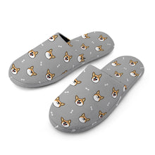 Load image into Gallery viewer, Corgi Slippers for Women - Cheerful Corgi Faces - Flannel-Accessories,Corgi,Dog Mom Gifts,Slippers-23