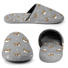 Load image into Gallery viewer, Corgi Slippers for Women - Cheerful Corgi Faces - Flannel-Accessories,Corgi,Dog Mom Gifts,Slippers-24