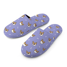Load image into Gallery viewer, Corgi Slippers for Women - Cheerful Corgi Faces - Flannel-Accessories,Corgi,Dog Mom Gifts,Slippers-26