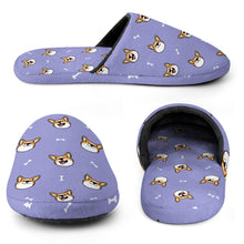 Load image into Gallery viewer, Corgi Slippers for Women - Cheerful Corgi Faces - Flannel-Accessories,Corgi,Dog Mom Gifts,Slippers-27