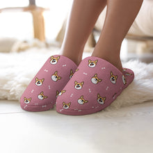 Load image into Gallery viewer, Corgi Slippers for Women - Cheerful Corgi Faces - Flannel-Accessories,Corgi,Dog Mom Gifts,Slippers-2