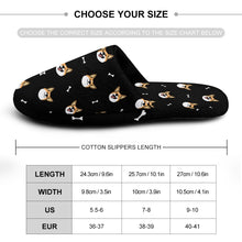 Load image into Gallery viewer, Corgi Slippers for Women - Cheerful Corgi Faces - Flannel-Accessories,Corgi,Dog Mom Gifts,Slippers-36-37_（5.5-6）-Black-35