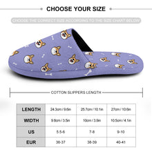 Load image into Gallery viewer, Corgi Slippers for Women - Cheerful Corgi Faces - Flannel-Accessories,Corgi,Dog Mom Gifts,Slippers-36-37_（5.5-6）-CornflowerBlue-33