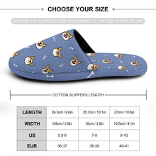 Load image into Gallery viewer, Corgi Slippers for Women - Cheerful Corgi Faces - Flannel-Accessories,Corgi,Dog Mom Gifts,Slippers-36-37_（5.5-6）-CornflowerBlue9-31