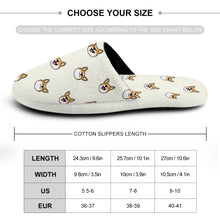 Load image into Gallery viewer, Corgi Slippers for Women - Cheerful Corgi Faces - Flannel-Accessories,Corgi,Dog Mom Gifts,Slippers-36-37_（5.5-6）-Ivory-29