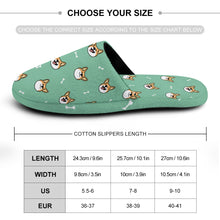 Load image into Gallery viewer, Corgi Slippers for Women - Cheerful Corgi Faces - Flannel-Accessories,Corgi,Dog Mom Gifts,Slippers-36-37_（5.5-6）-MediumAquaMarine-32