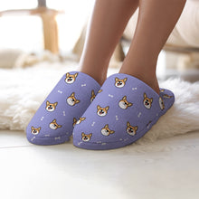 Load image into Gallery viewer, Corgi Slippers for Women - Cheerful Corgi Faces - Flannel-Accessories,Corgi,Dog Mom Gifts,Slippers-5