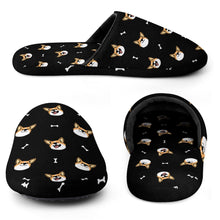 Load image into Gallery viewer, Corgi Slippers for Women - Cheerful Corgi Faces - Flannel-Accessories,Corgi,Dog Mom Gifts,Slippers-9