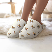 Load image into Gallery viewer, Corgi Slippers for Women - Cheerful Corgi Faces - Flannel-Accessories,Corgi,Dog Mom Gifts,Slippers-1