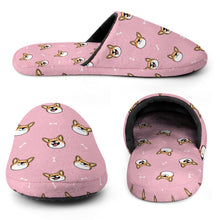 Load image into Gallery viewer, Corgi Slippers for Women - Happy Corgi Fun - Flannel-Slippers-10