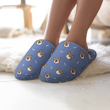 Load image into Gallery viewer, Corgi Slippers for Women - Happy Corgi Fun - Flannel-Slippers-12