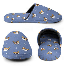 Load image into Gallery viewer, Corgi Slippers for Women - Happy Corgi Fun - Flannel-Slippers-15