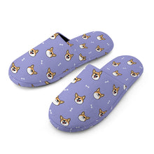 Load image into Gallery viewer, Corgi Slippers for Women - Happy Corgi Fun - Flannel-Slippers-20