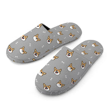 Load image into Gallery viewer, Corgi Slippers for Women - Happy Corgi Fun - Flannel-Slippers-24