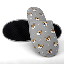 Load image into Gallery viewer, Corgi Slippers for Women - Happy Corgi Fun - Flannel-Slippers-28