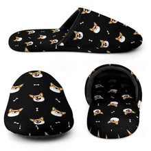 Load image into Gallery viewer, Corgi Slippers for Women - Happy Corgi Fun - Flannel-Slippers-29
