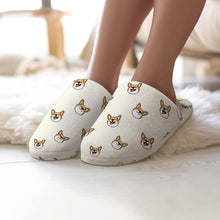 Load image into Gallery viewer, Corgi Slippers for Women - Happy Corgi Fun - Flannel-Slippers-2